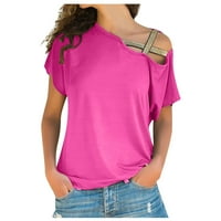 Hanas vrhovi ženske modne ljeto labavo od majica s ramenom majica kratkih rukava bluza vino xxxxl