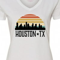 Inktastični houston Texas Skyline Retro ženska majica V-izrez