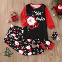 Woxinda Kids Božićno odijelo Santa Print Prints Obiteljska odjeća Podudaranje dugih rukava + hlače postavljaju