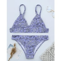 Tking Fashion Women Strupe Stripe Print Visoko rezani noga Bikini Set dva kupaće kostim za kupanje za