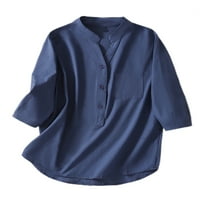 Voguele Ladies Majica Stand up Crt Majica Majica Solid Color Tee Dailywer Tunički bluza Ležerne prilike Sky Blue M