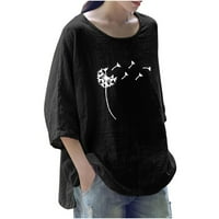 Floleo ženske vrhove košulje s dugim rukavima modna tiskana okrugla vrata labava rukavica majica pulover