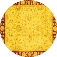 Ahgly Company Machine Persible Okrugli orijentalni žuti Tradicionalni prostirci, 8 'Round
