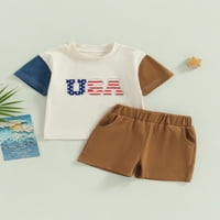 Qinghua 4. jula Djevojka za djecu SAD-a USA Kratka rukava majica Top kratkih hlača Postavite odjeću