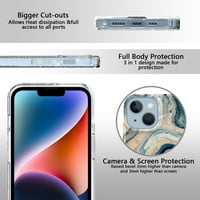 Mramorni uzorak za iPhone 14, tanak fit lagani mekani silikonski udarnut proziran jasan telefon sa bežičnim