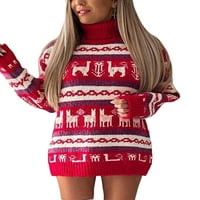 Enjiwell ženski božićni zimski pleteni džemper mini haljina