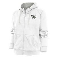 Ženski antigua bijeli Washington zapovjednici Metallic logotip pobjeda punog zip hoodie