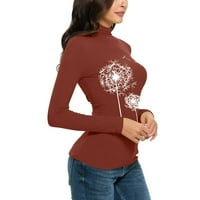Košulje s dugim rukavima za žensku casual print turtleneck bluza Slim Fit Stretchy Slow Tee Womens