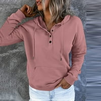Yinmgmhj Hoodies za žene Ženska Soild Print Modna majica s kapuljačom s kapuljačom dugih rukava, dukserica sa dukserom sa džepom Pink + XL