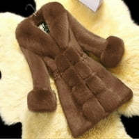 PEDORT WOMENS zimski kaputi dugih rukava Sherpa jakne Fuzzy topla gornja odjeća smeđa, 4xl