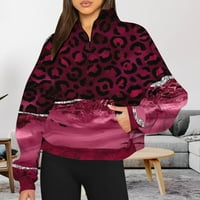 Dukseri za žene sa zatvaračem Prednji revel s dugim rukavima Trendi pulover vrhove gradijentne četvrtine