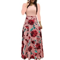 Wofedyo Maxi Haljine za ženske ruhove casual haljina za žene cvjetne duge haljine modne Boho duge dame Ispis ženske haljine, ljetne haljine, ružičaste m