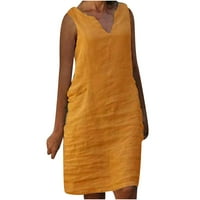 Maxi haljine za žene čišćenje modnih ženskih casual plus veličine V-izrez Soild Boja ručna haljina bez