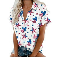 Majice kratkih rukava za žene dolje cvjetno tiskovina rever V izrez T-majice Trendy Beach Holiday Tines