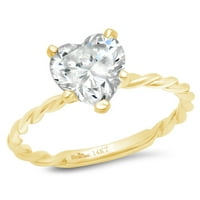 2.0ct Heart Cleb Clear Moissine 14k Žuto zlatna godišnjica Angažovane prstene veličine 8