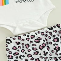 Coduop Baby Girls Jumpsuits Set Rainbow Ispis Dugih rukava Rampanke i Leopard pantalone za hlače