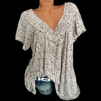 Žene ljetne vrhove moda plus veličine kratkih rukava v-izrezane bluze pulover majice
