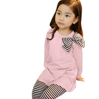 Dječje hlače za luk Stripe odjeća za rukav odijela Djevojka majica Toddler Long T Set Girls Outfits