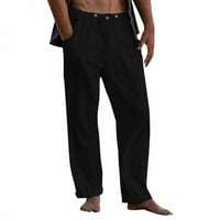 Muški labavo lagano lagano elastično struk hlače na plaži, casual dugačke hlače na plaži Ležerne pantalone Crnog, mali