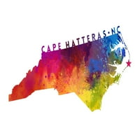 Cape Hatteres, Sjeverna Karolina, Državna apstraktna akvarel, kontura