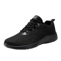 Modne muškarce mrežne ležerne sportske cipele čipke čipke čvrste boje koji rade prozračne meke donje tenisice crne 9