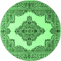 Ahgly Company u zatvorenom okruglom medaljonima smaragdno zelene tradicionalne prostirke, 3 'kruga