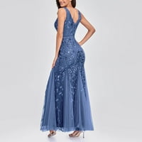Zunfeo Formalna večernja haljina za žene Elegantna perlirana haljina za zabavu u obliku perlice Vintage