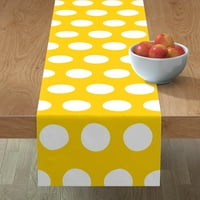 Pamučni saten stol, 108 - tačkice sunčano polka Veliki krugovi žuti bijeli geometrijski minimalistički
