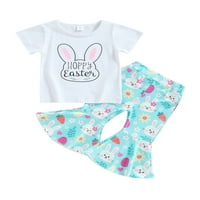 Bagilaanoe Toddler Baby Girl Easter Outfits Rabbit Print kratkih rukava Majica + pantalone 3T 4T Dječje