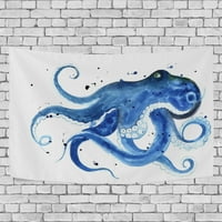 Plava hobotnica akvarel tapiserija zid viseći ukras za kućni dekor dnevni boravak spavaonica