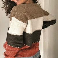 Sidefeel Womens Colorblock Cardigan Dugme s dugim rukavima dolje V izrez Casual Pletene džempere kaput