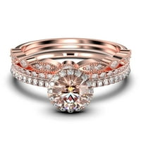 Dainty Art Deco 2. Carat Round Cut morgatit i dijamantski moissanitni zaručni prsten, vjenčani prsten