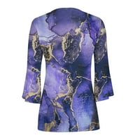 Dyegold ruffe tunike za žene Dressy Casual Notch V majice Tort s labavim fit mekog plutanim cvjetnim