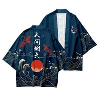 HUNPTA MENS URBAN Slobodno vrijeme opušteno antikni digitalni tisak Kimono Cassock Cardigan majice Hlače