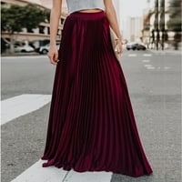 Ženska suknja sa naborom - Skromna elastična visoki struk Linijska swing boho ruffle plisse duga suknja