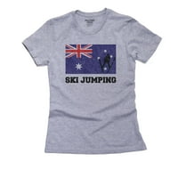 Australija Olympic - skijanje skijanja - zastava aus - silueta ženska pamučna siva majica