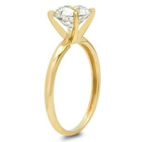 0. CT okrugli rez CLEAR simulirani dijamant 18k žuti zlatni godišnjički angažman prsten veličine 4,75