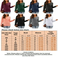 Niuer majica za žene Solid Color Tee Crew Crt Majica Labavi pulover Dugih rukava tunika Bluza svijetlosive boje XL