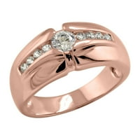 HALO nakitari Center Okrugli rezni laboratorij kreirao je moissine i prirodni dijamantski muški godišnjica vjenčani prstenovi u 14k zlatni nakit od 14k za ružino zlato za muške prstene veličine-11,5