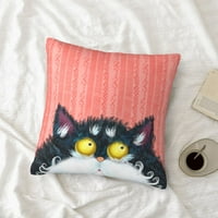 Jastučni poklopci, crvena tkanina Cat Square Sofa Dekorativni pleteni jastuk, 22 x22