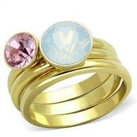 Ženski zlatni prsten od nehrđajućeg čelika Anillo Color Oro para mujer ninas acero inoksidable s gornjim kristalom u bijelom jeju