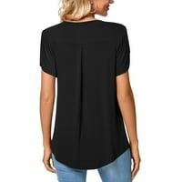 T majice za žene Crne ponude za čišćenje ženskih ležernih rukova na vrhu V-izrez kratkih rukava majice