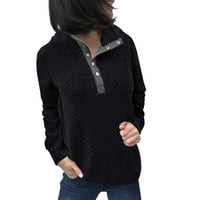 Ženski džemper s dugim rukavima čvrsto plaćeno tkanina čvrsto moda Dugme za visoki vrat Top pada dukseri