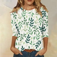 Dužine rukav za žene Trendi mramorni otisnuti okrugli vrat Grafički teženi majica Majica mekane pamučne