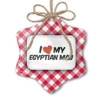 Božićni ukras Volim svoj egipatski mau mačka iz Egipta Red Plaid Neonblond
