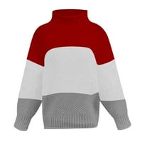 Vedolay Womens Slatki džemper Ženski CrewNeck Preveliki pleteni džemper sa toplim bočnim prorezom, crveni