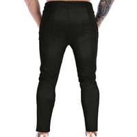 Entyinea muške pamučne hlače izvlačenje elastičnih struka Solid u boji džepne pantalone labave dukseve