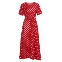 Haljine za žene kratki rukav tisak polka točka haljina okrugla izrez midi fit i flare y2k moda elegantna