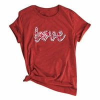 PXIAKGY O-izrez Print Lets Love Majica kratkih rukava Kućna majica Modna ženska bluza Crvena US-14