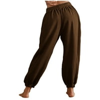 Đagia prilagođene ravnoteže nogu Žene pune dužine hlače Žene Ležerne hlače High Squik navlaka s džepovima